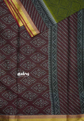 Soft Muslin cotton diamond prints with zari border - sap green